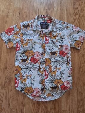 Tropical Corgi Vibes Short-Sleeve Woven Button-Up Hot Topic Exclusive Men's XS